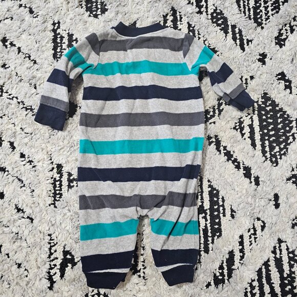 Carter's Baby Boy Striped Long Sleeve Fleece Sleeper with Firetruck 3M - Picture 3 of 3